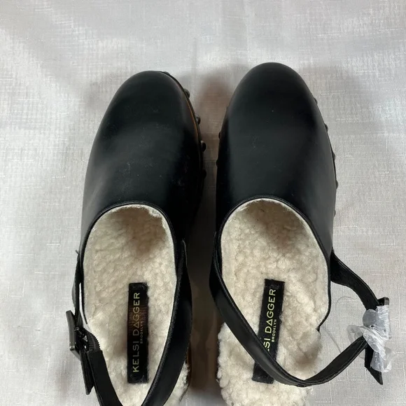 NWT Kelsi Dagger Brooklyn Warehouse Slingback Leather Clogs, Black, Size 10 - Picture 3 of 11